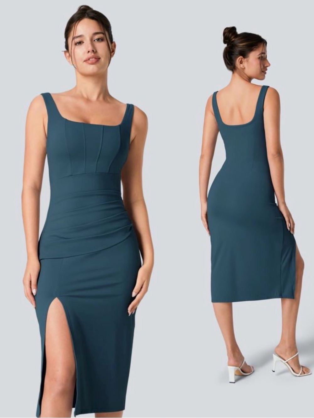 Halara SoftlyZero Airy Square Neck Midi Dress - NWT